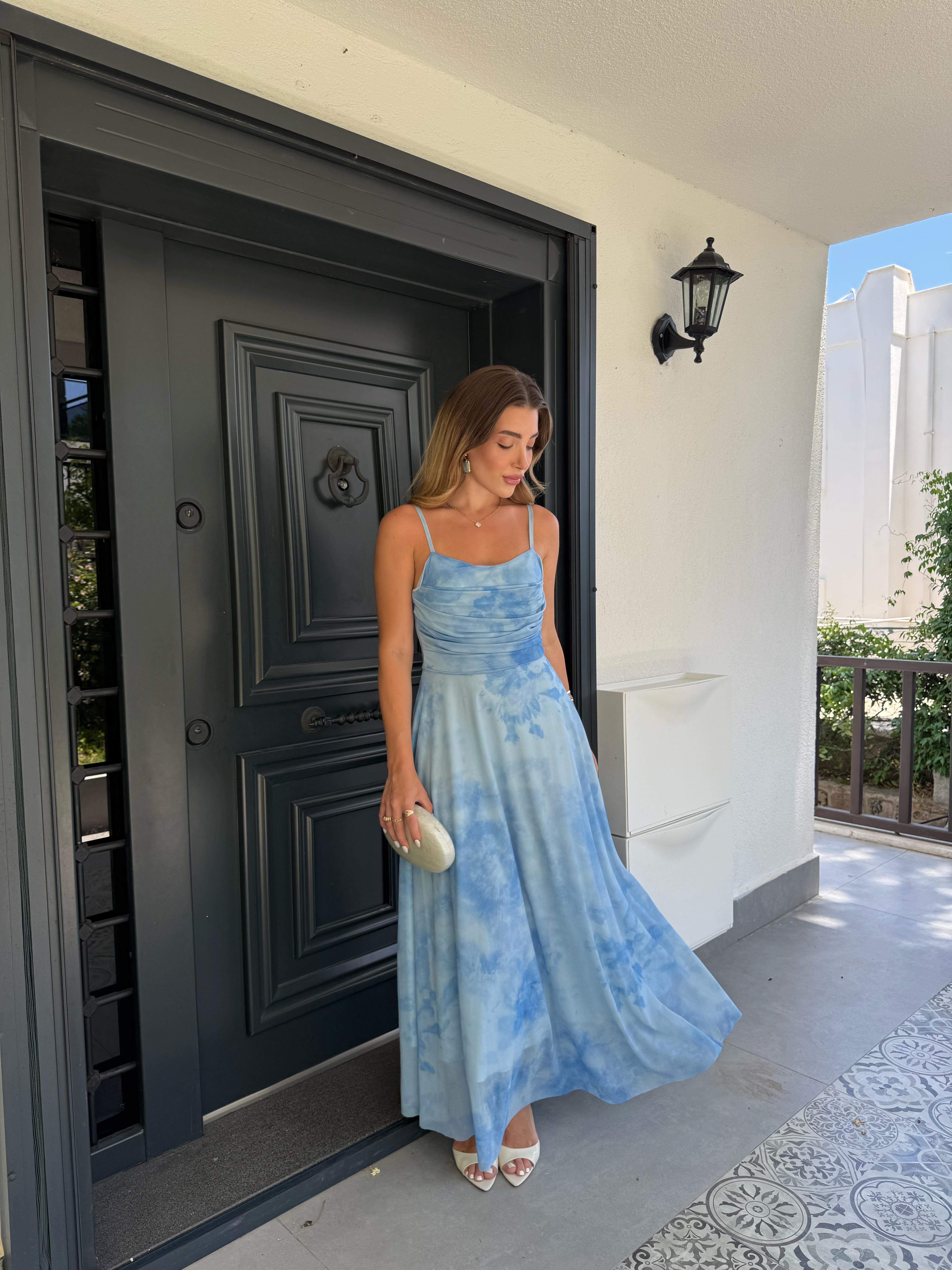 Mavi Sia Tül Elbise 