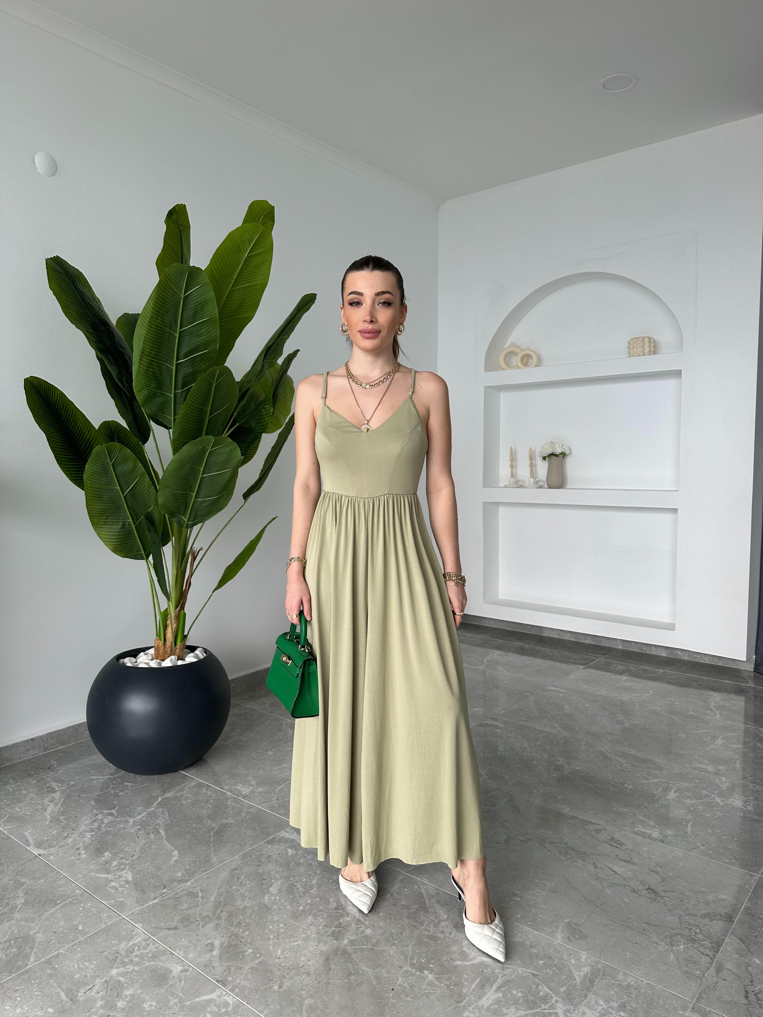 Mint Yeşil Modal Kumaş İp Askılı Tulum