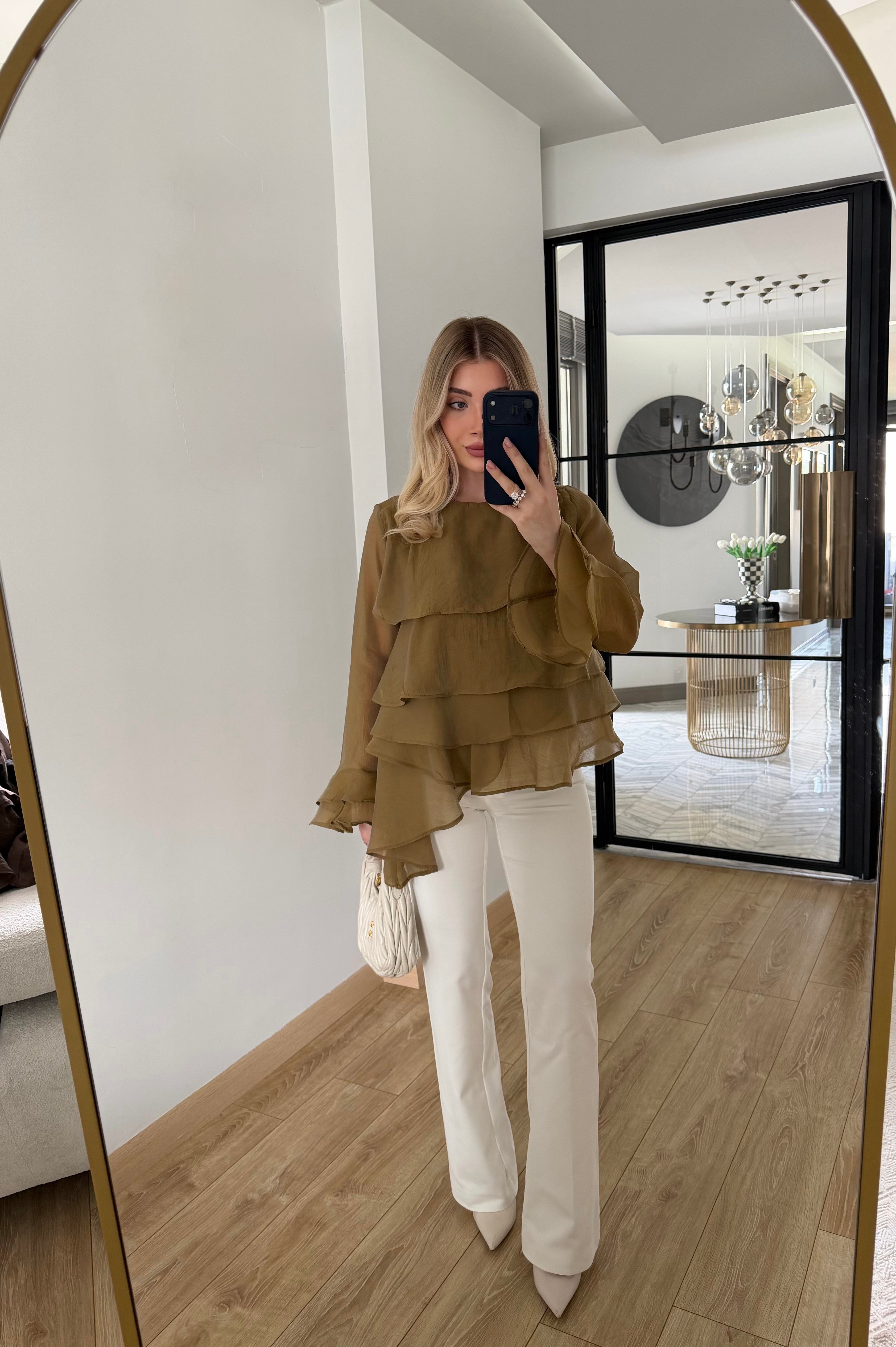 Olive Fırfırlı Bluz-5049