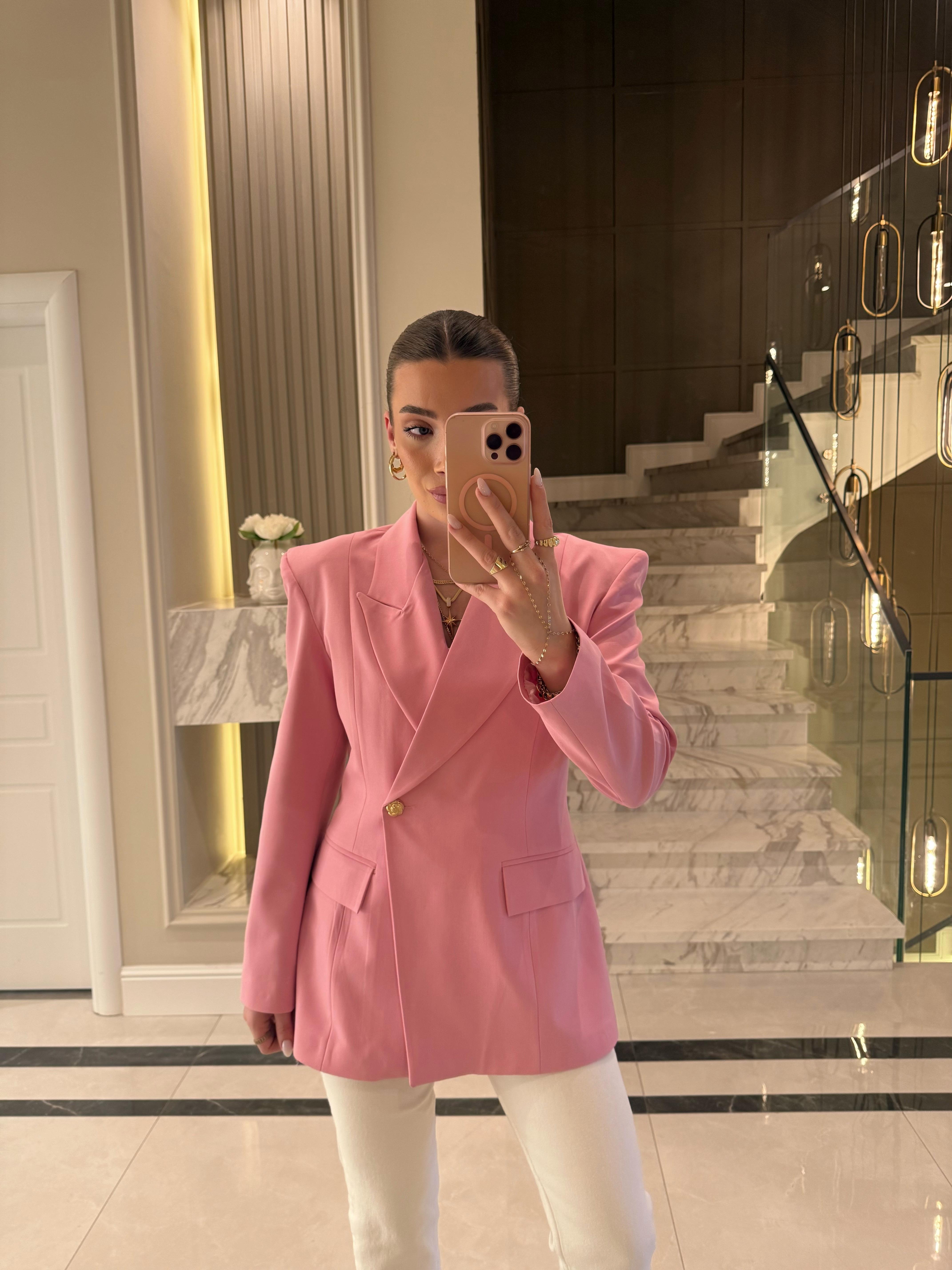 Pembe Nimes Blazer Ceket-04204