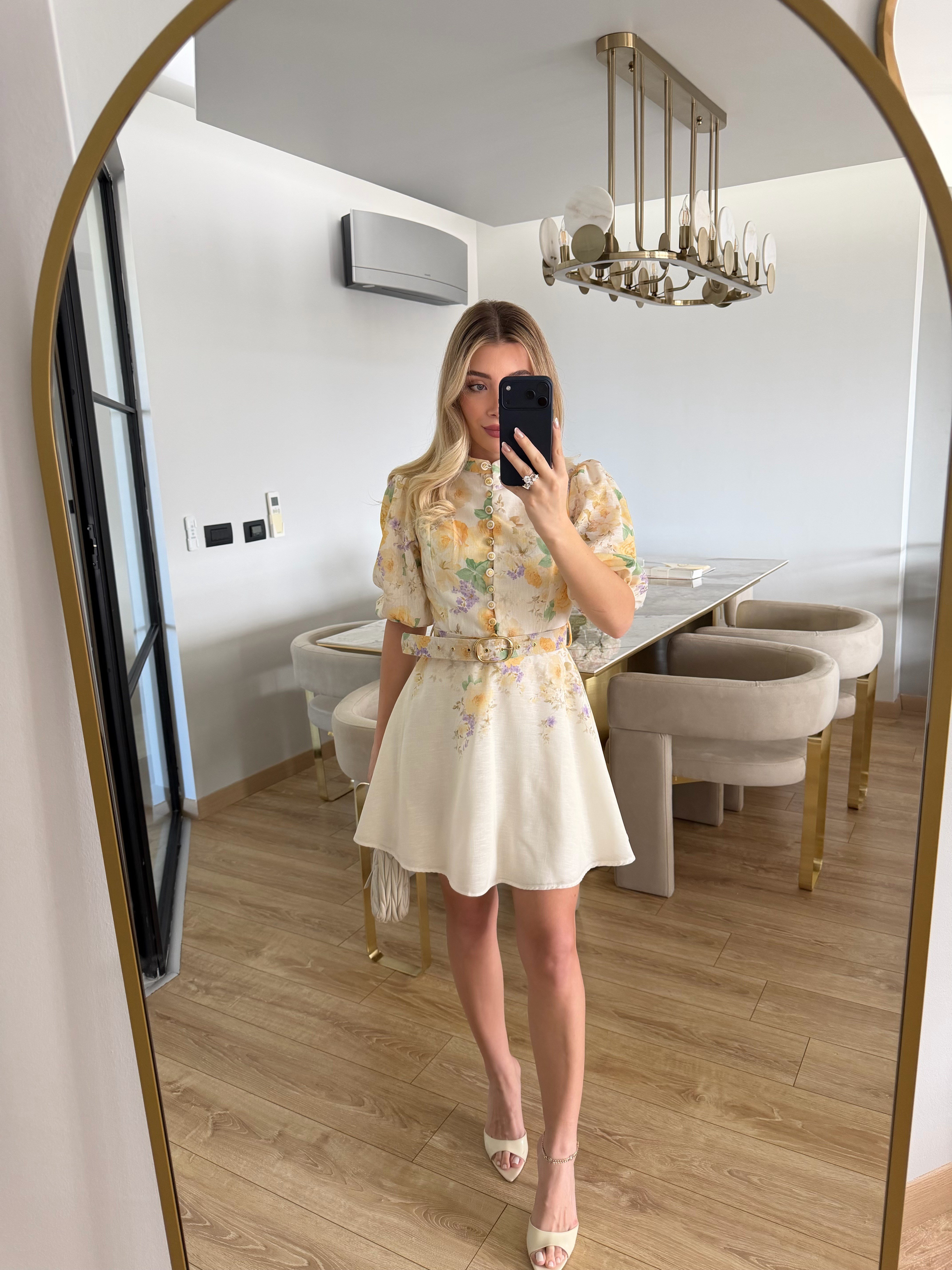 Sarı Çiçekli Marka Model Lesslie Elbise 