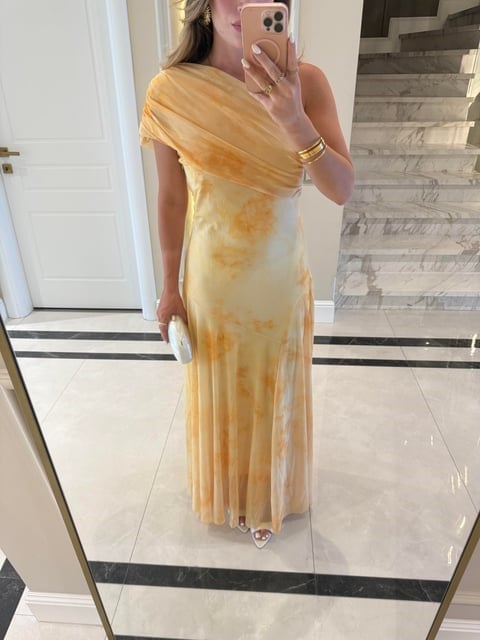 Sarı Uzun Dinant Elbise