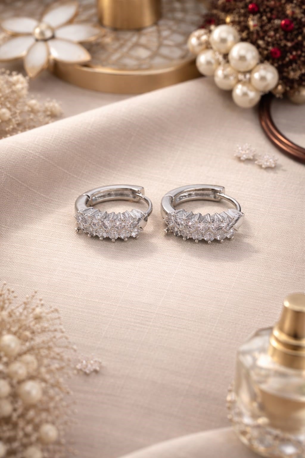 Silver Balıksırtı Taşlı Küpe