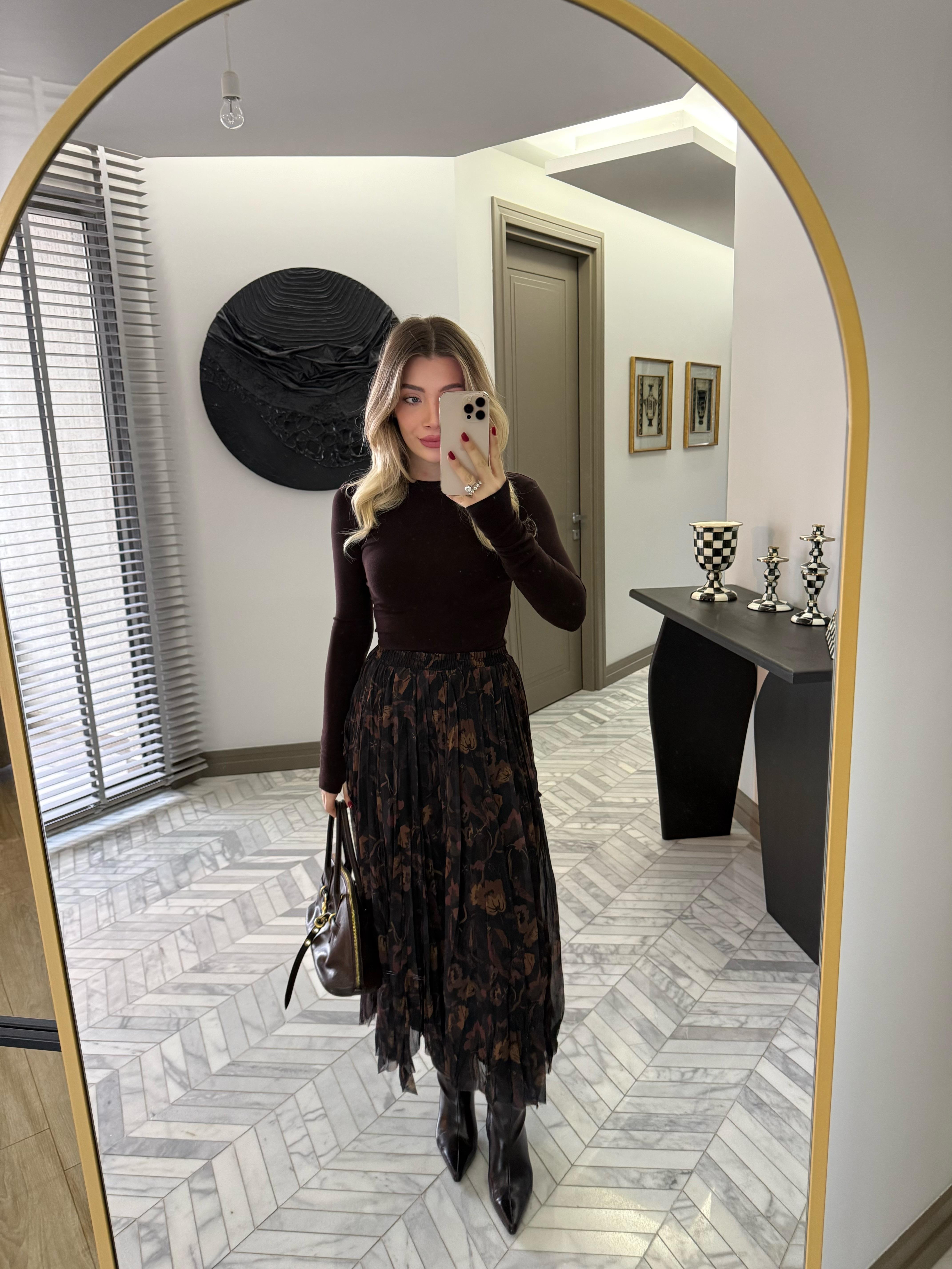 Siyah Desenli Etek-1115