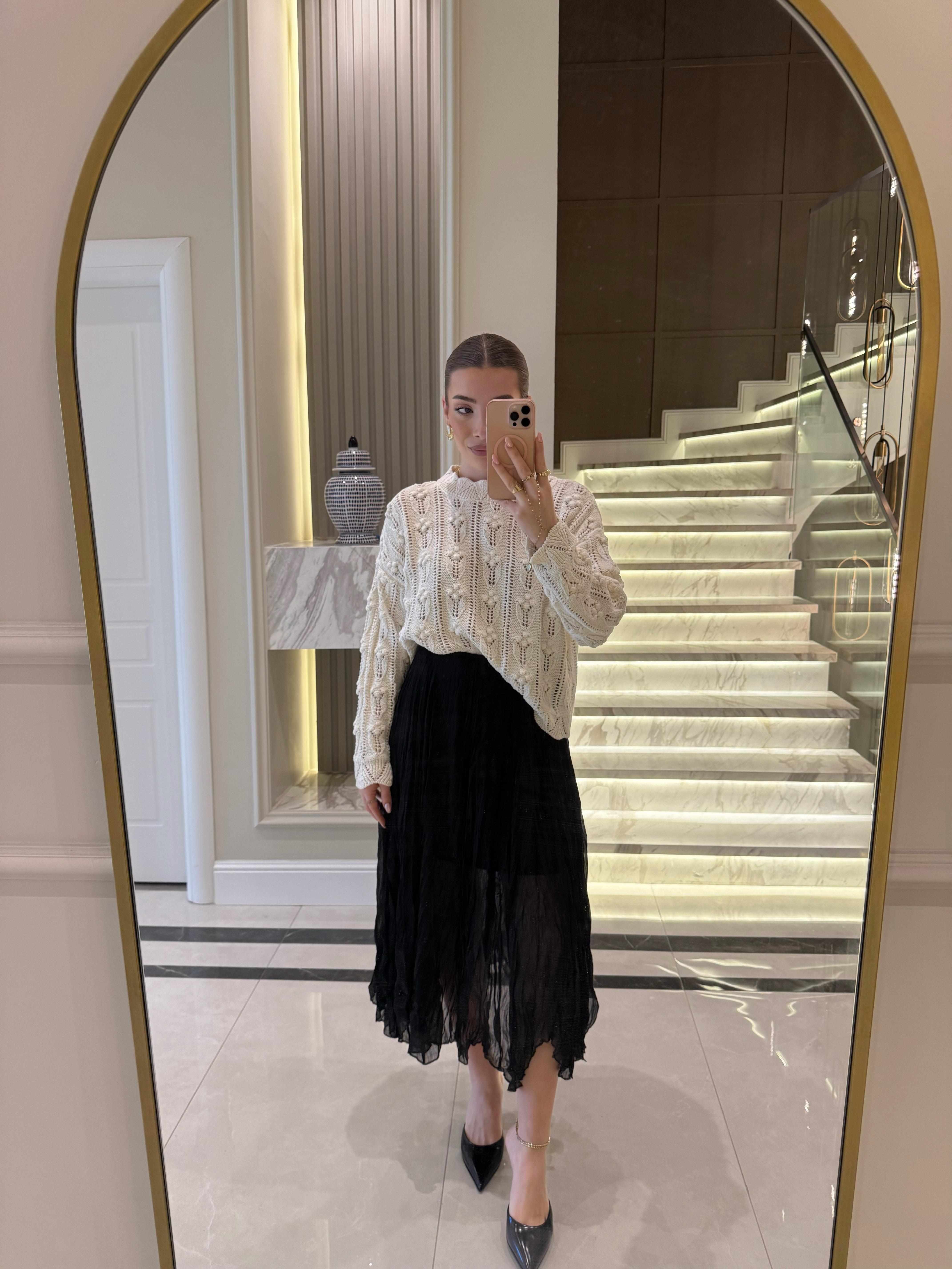 Siyah  Kraşlı Etek QS -251048