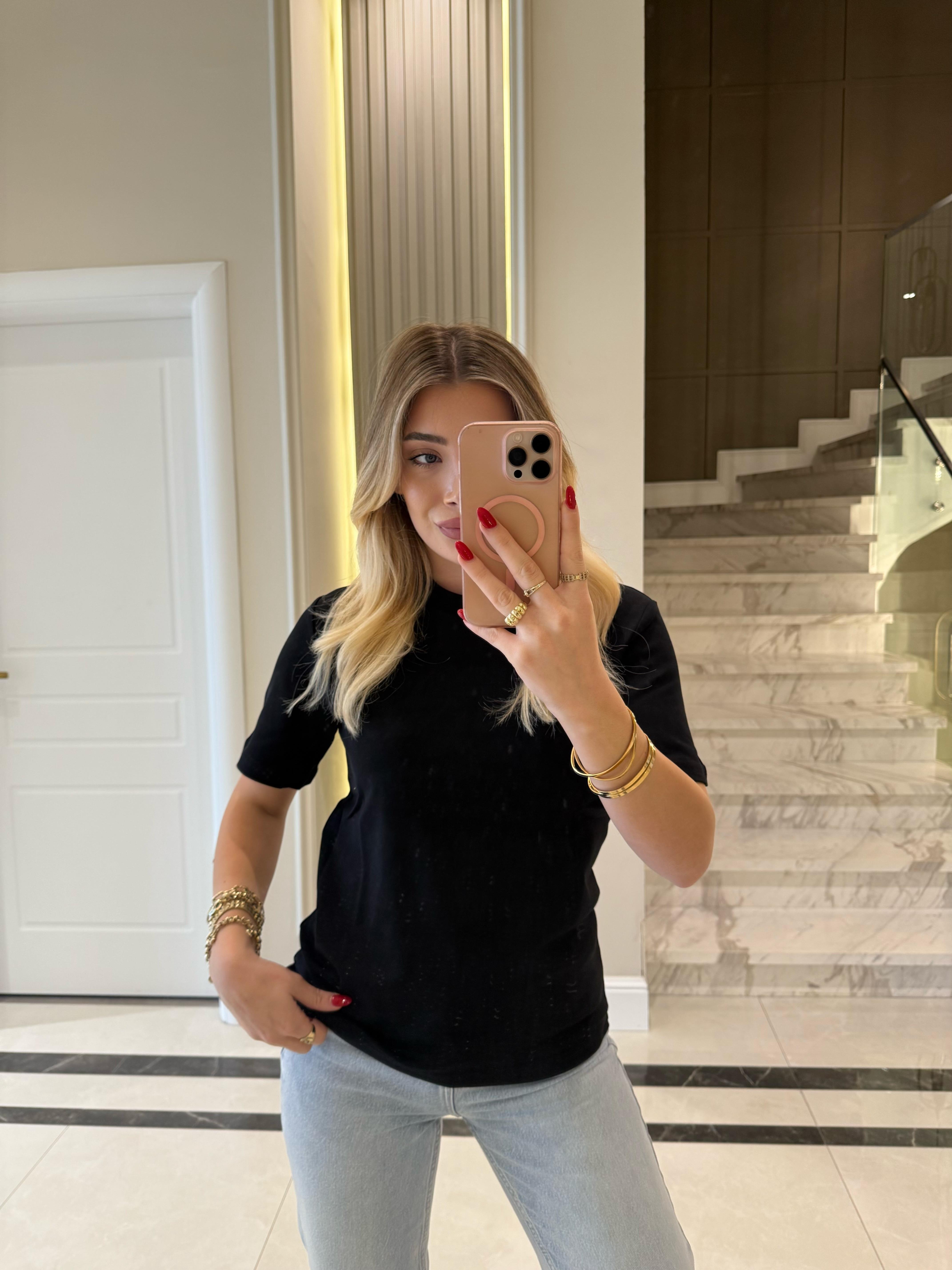 Siyah Massı Kısa Kollu Basic Tişört