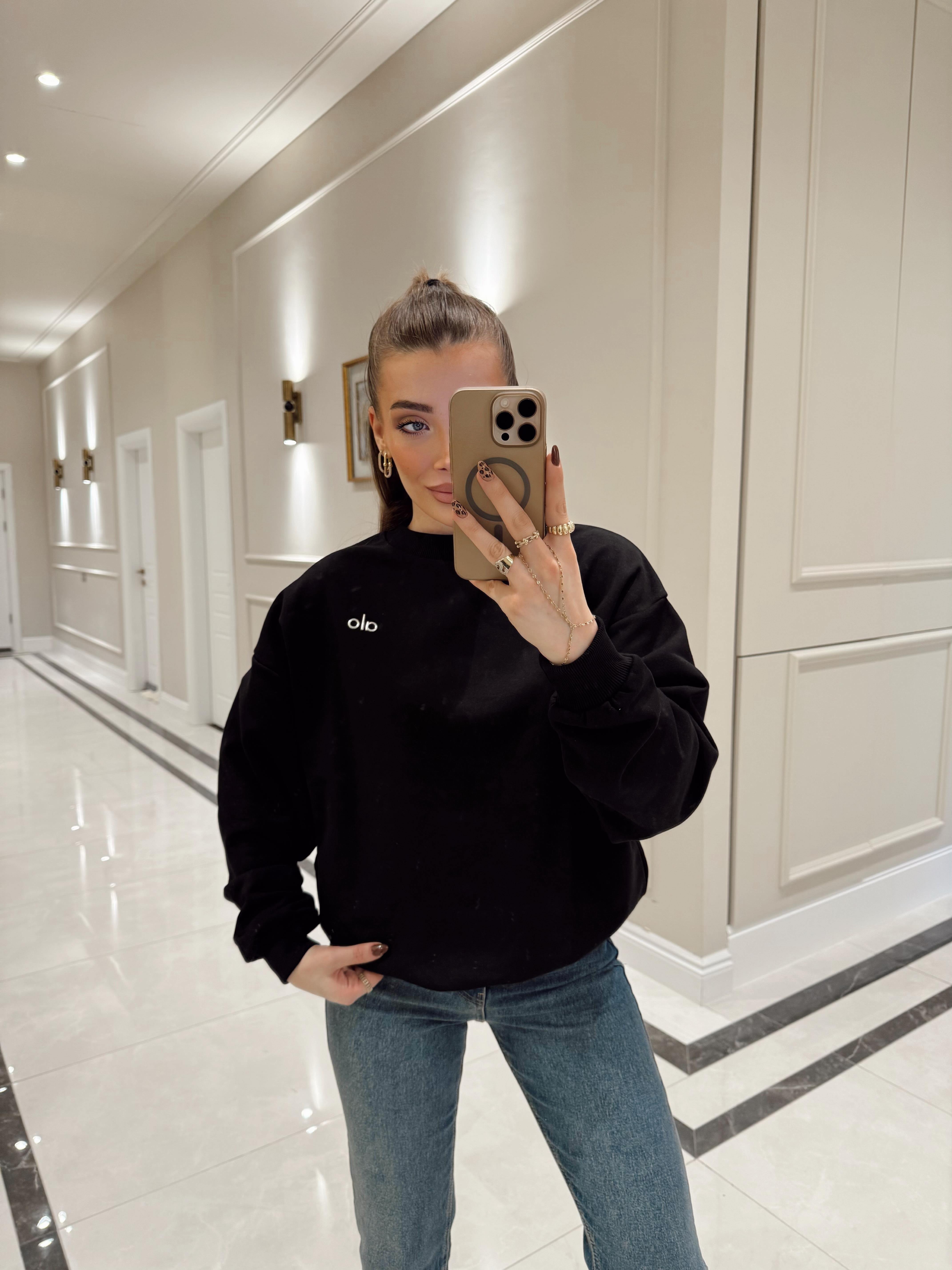 Siyah Orj Marka Sweatshirt