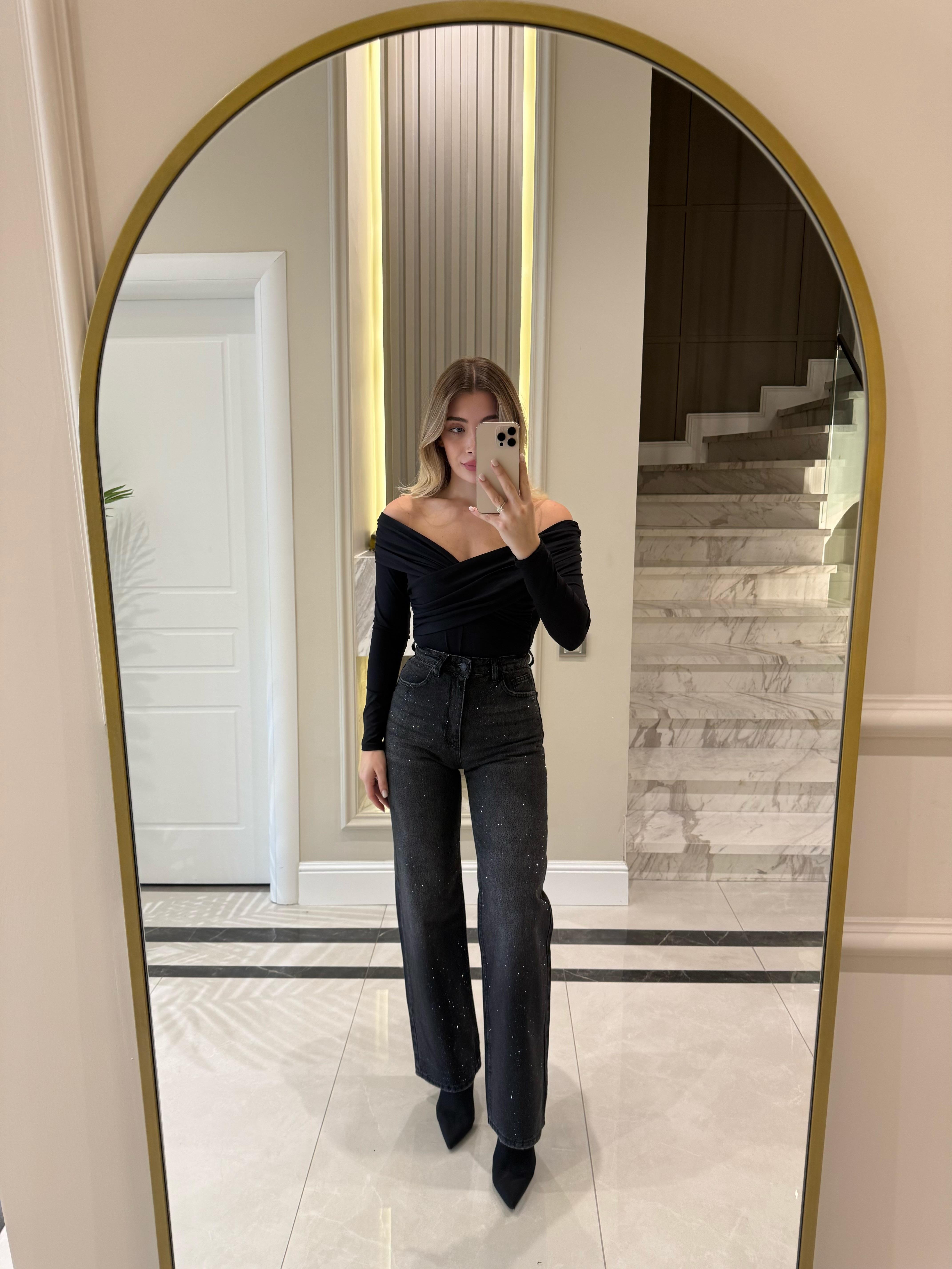 Siyah Taşlı Premium Jean 