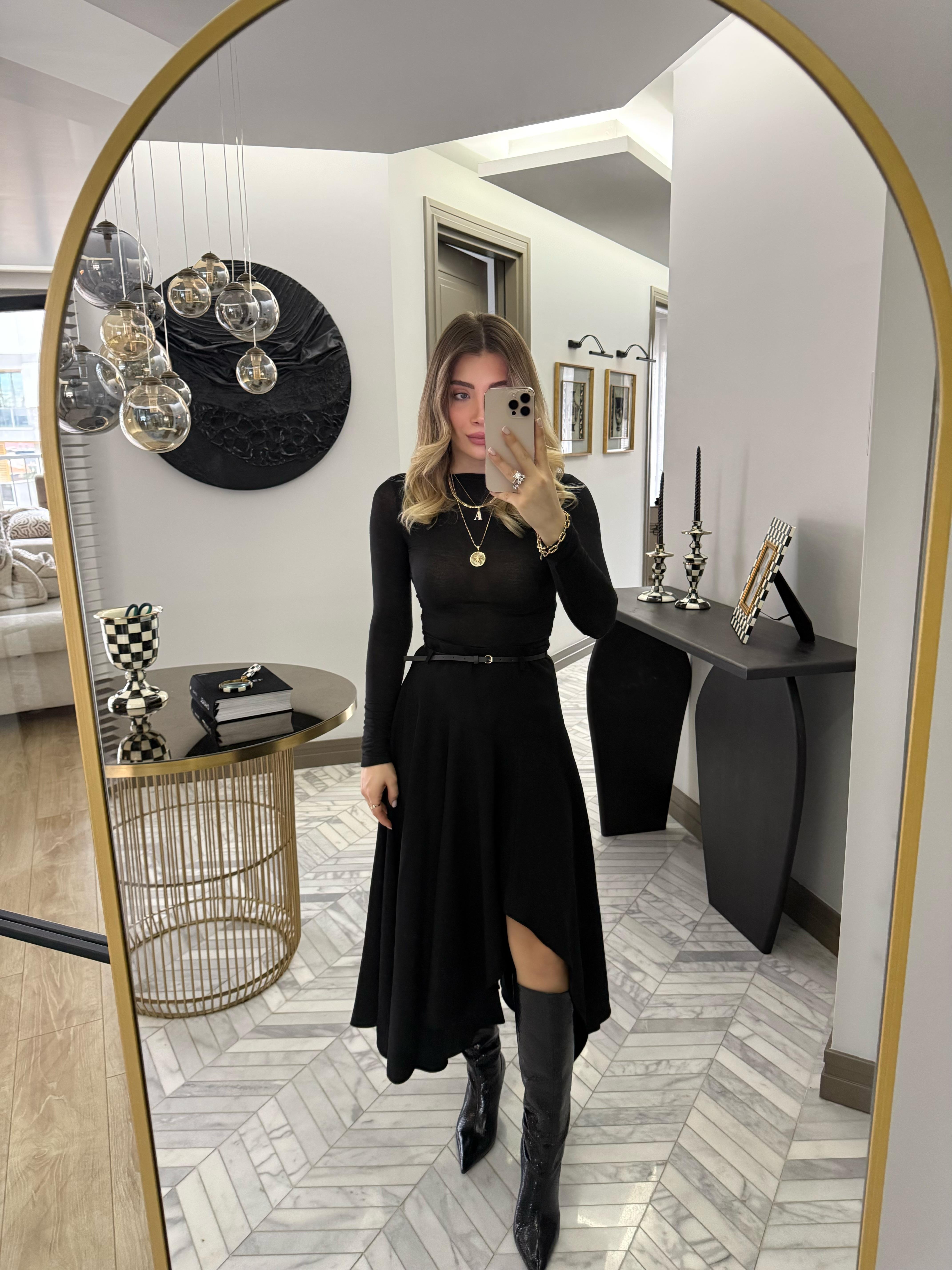 Siyah Volanlı Etek-37107