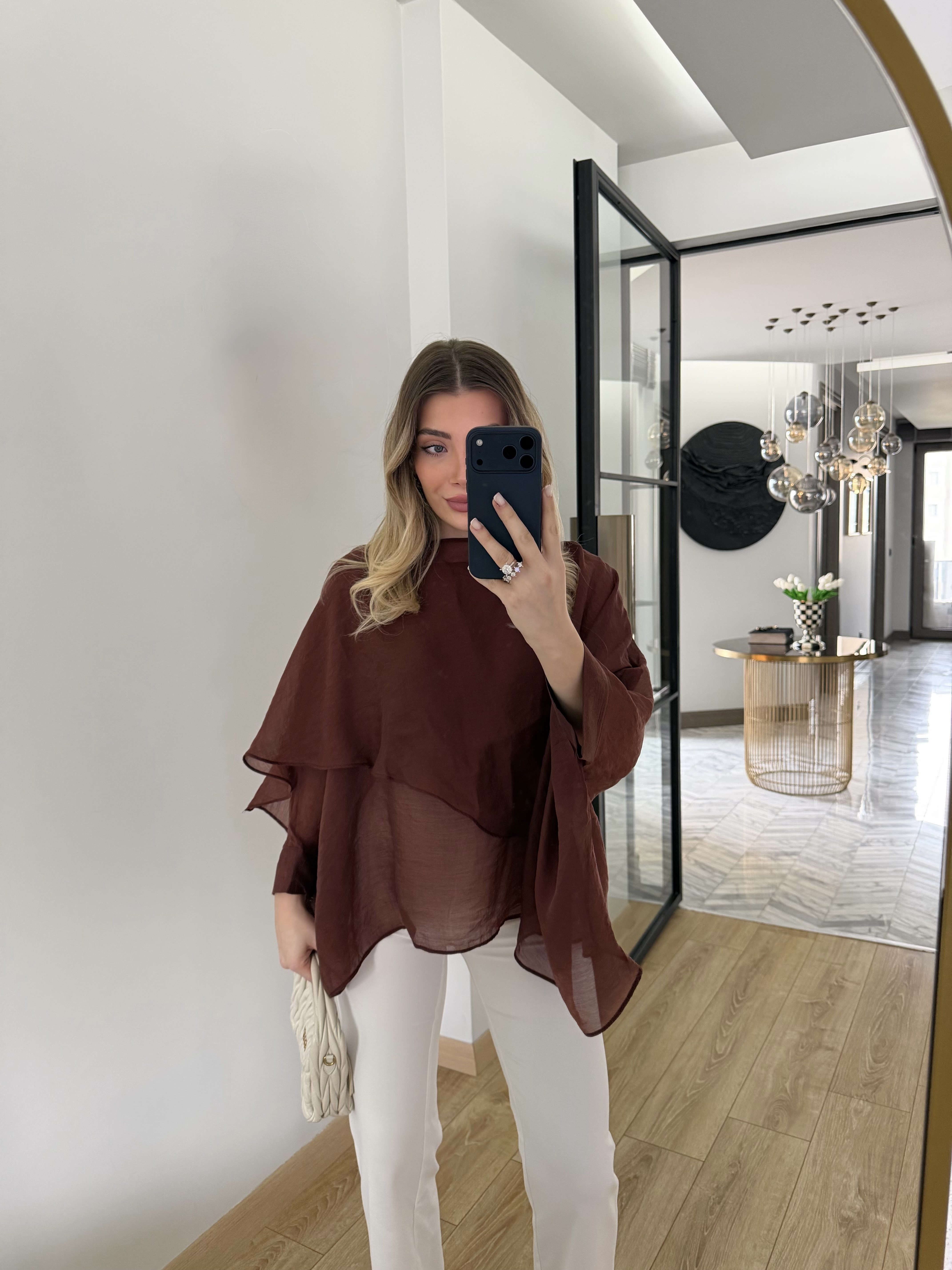 Tarçın Uçuşan Pelerin Bluz-5026