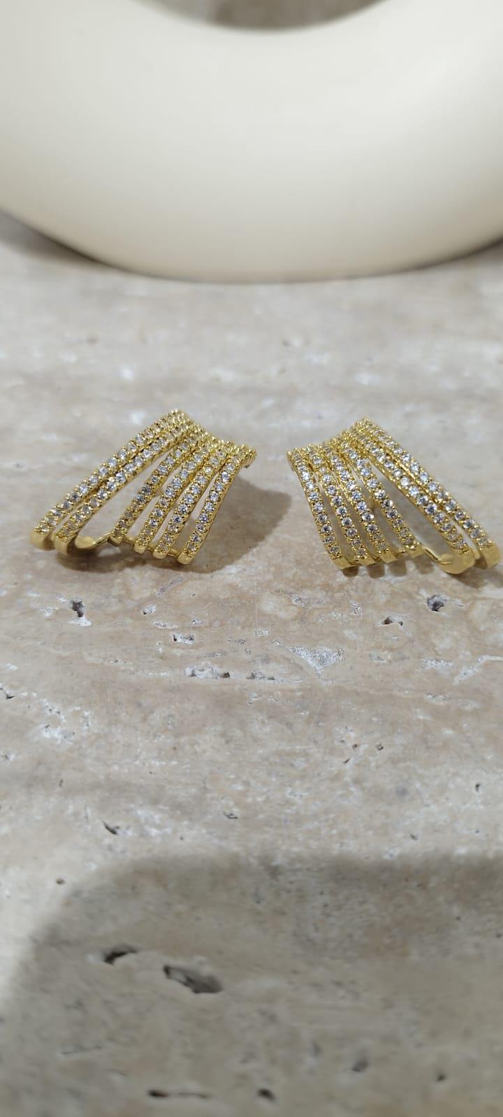 Taşlı Gold Geçit Küpe