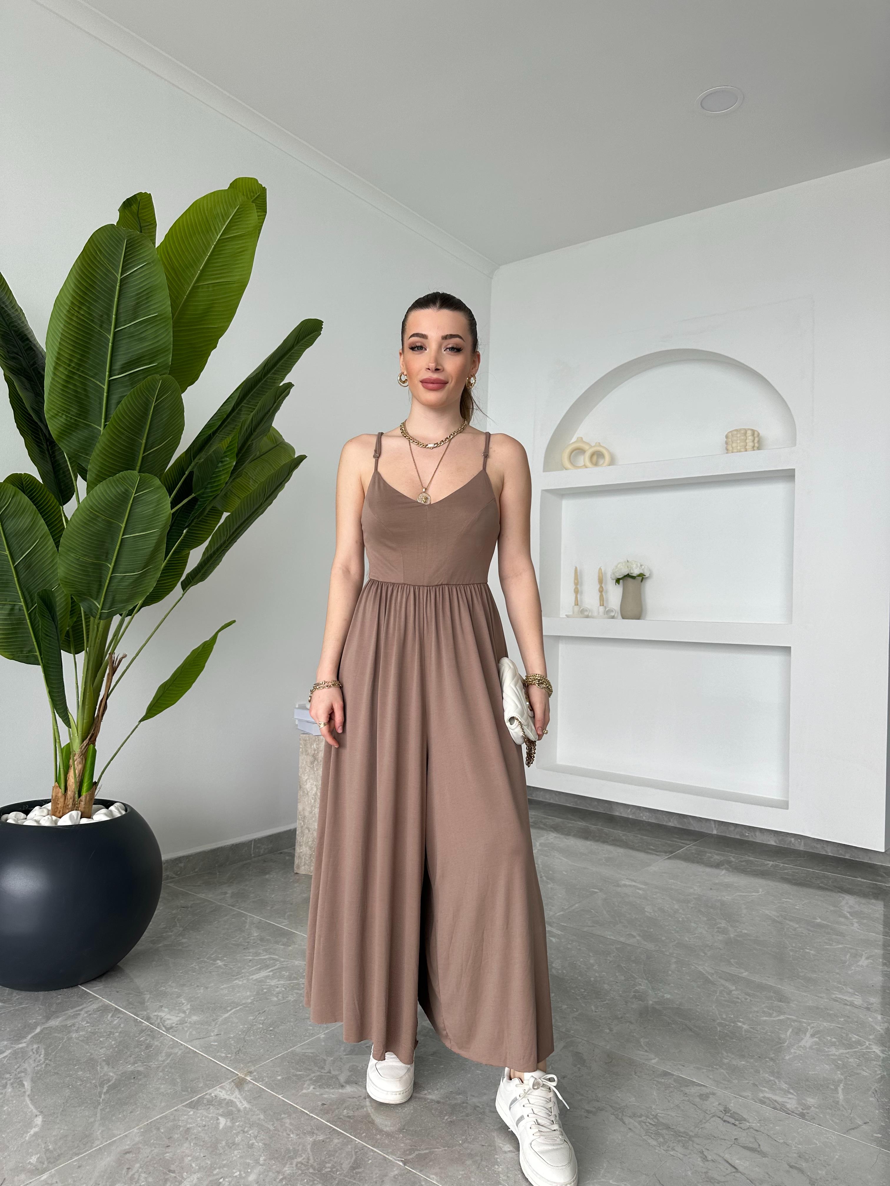 Vizon Modal Kumaş İp Askılı Tulum 