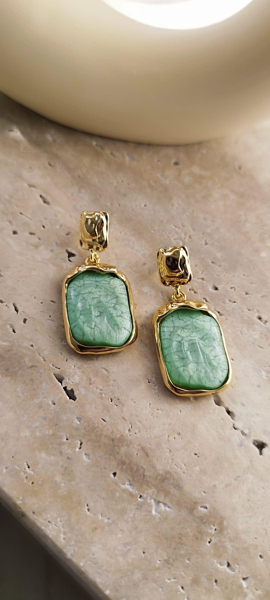 Yeşil  Sedefli Bella Küpe