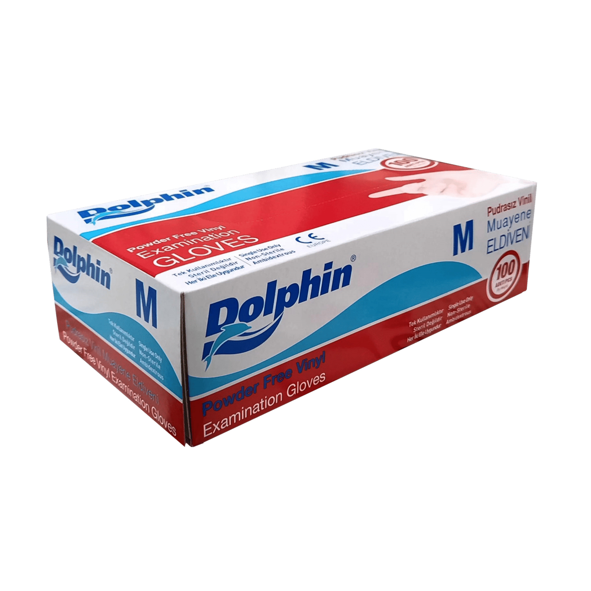 Dolphin Vinly Pudrasız Muayene Eldiveni (M) 100'lü