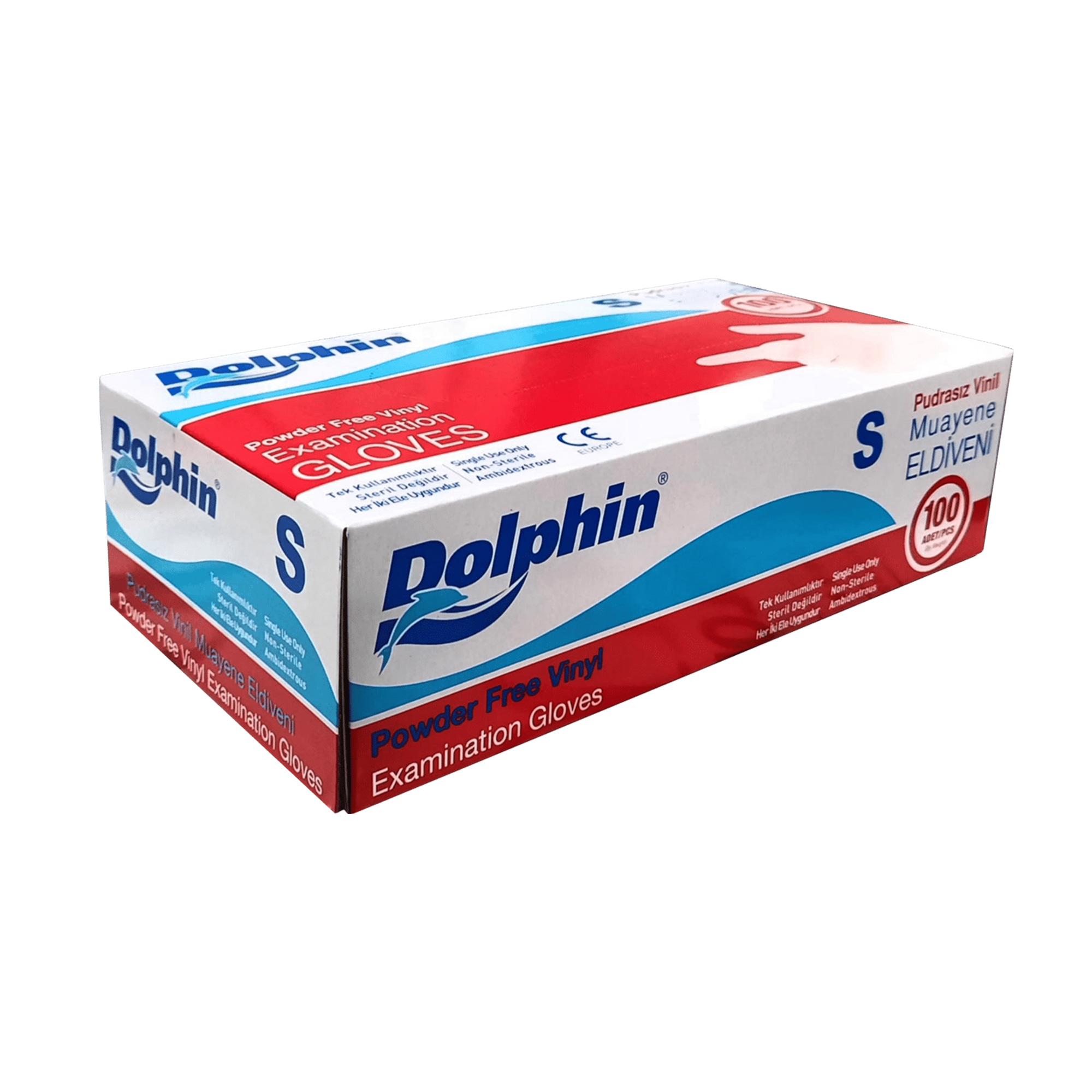 Dolphin Vinly Pudrasız Muayene Eldiveni (S) 100'lü