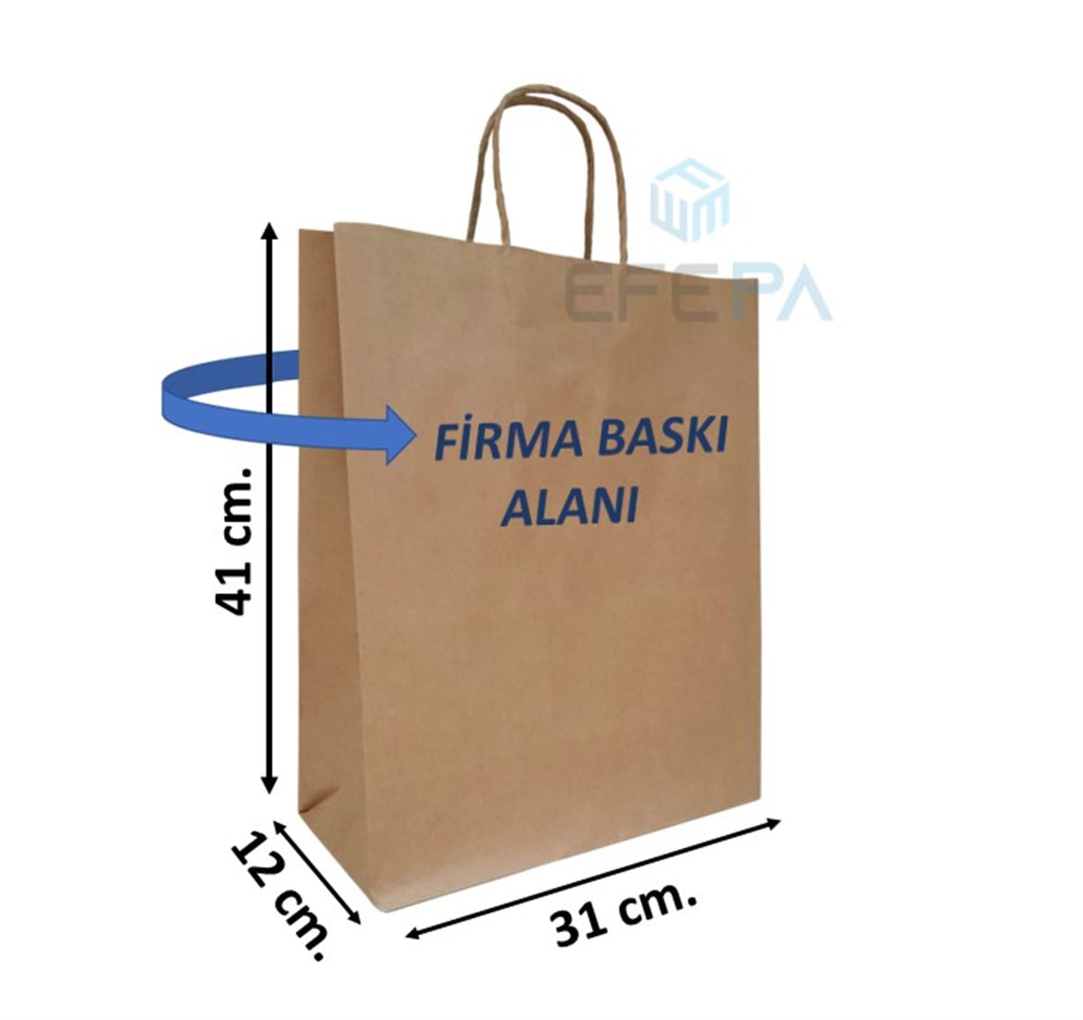 Firma Baskılı Kraft Çanta Kraft Renk 31x12x41