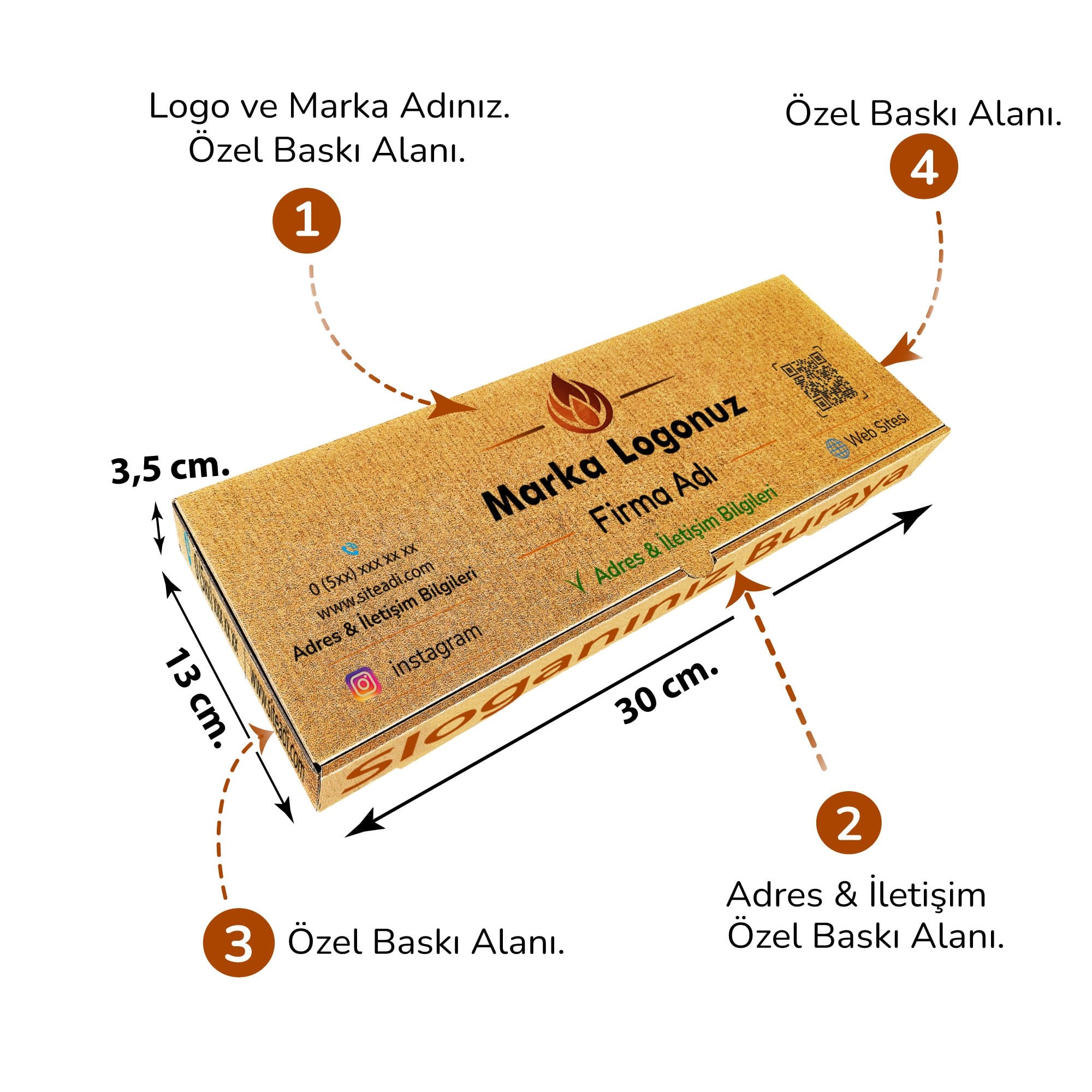 Firma Baskılı Kraft  Kutu 30x13x3,5 cm