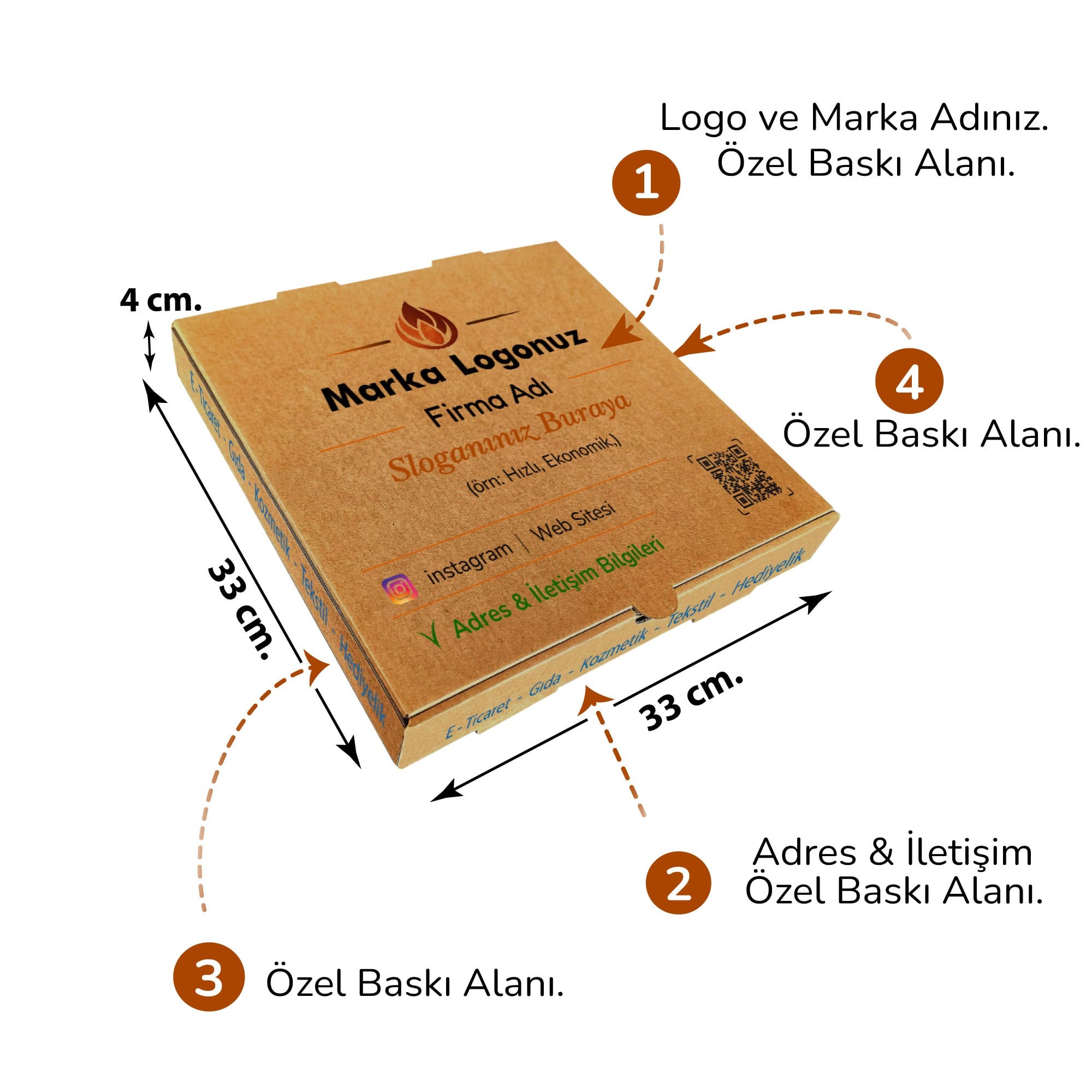 Firma Baskılı Kraft Kutu 33x33x4 cm