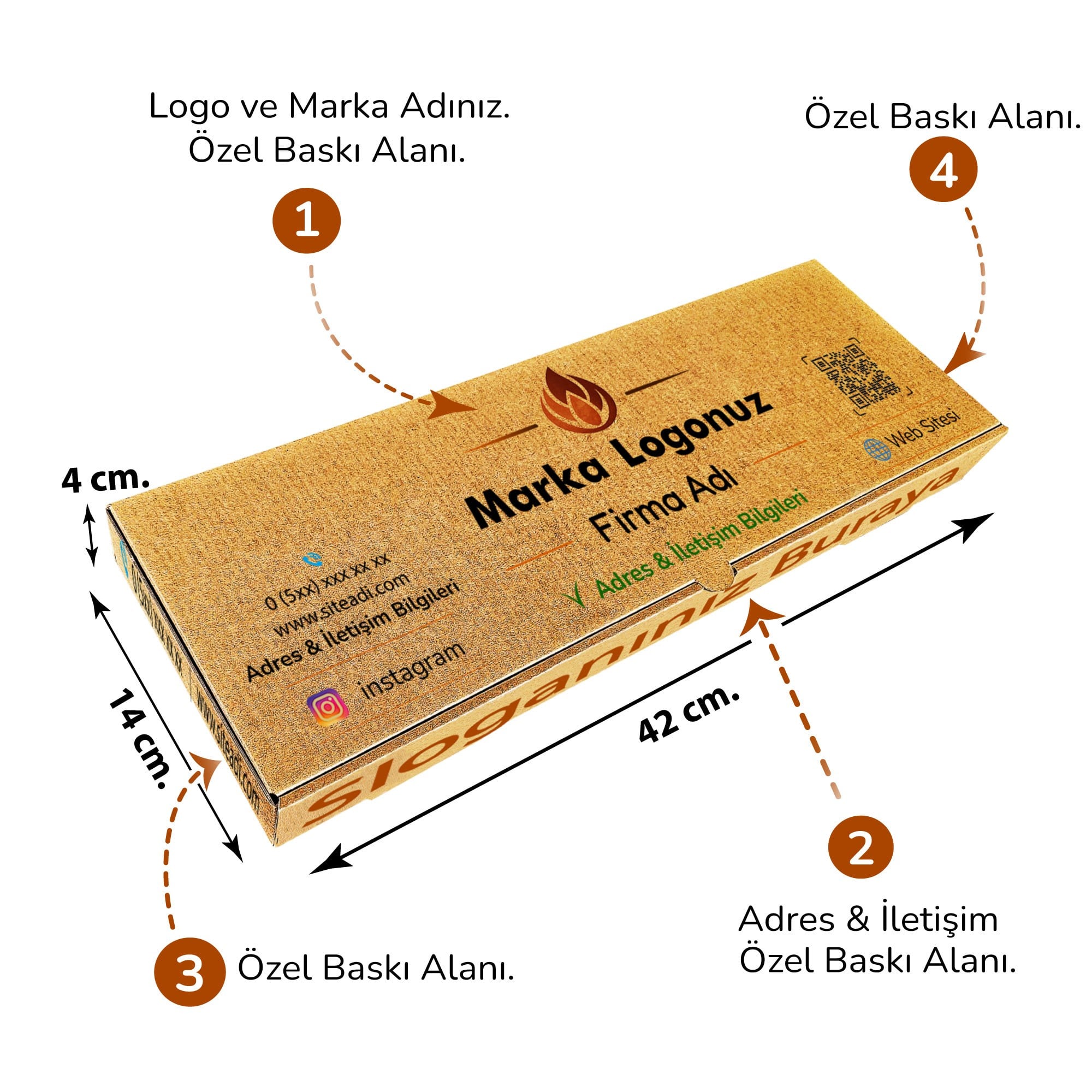 Firma Baskılı Kraft Kutu 42x14x4 cm 