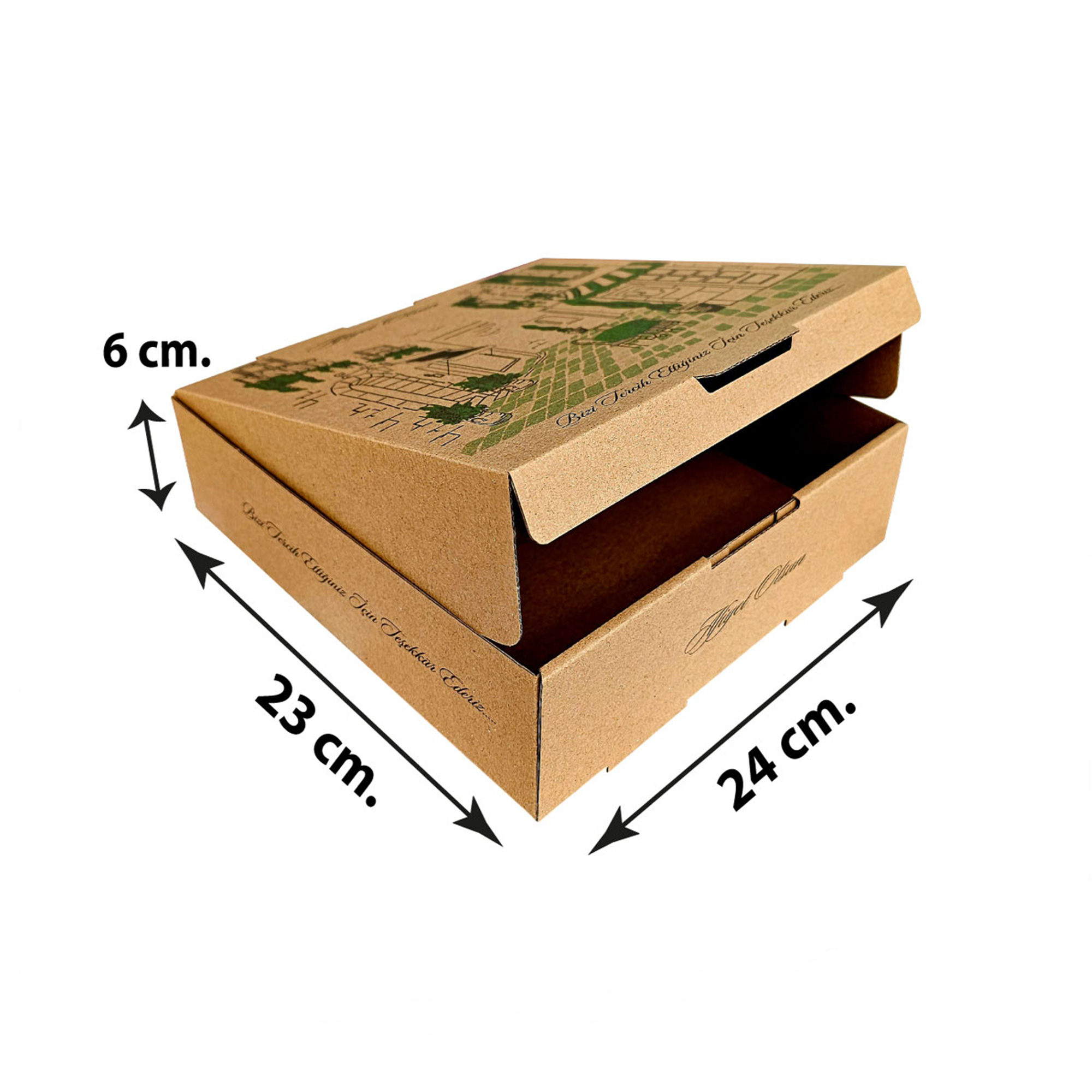 Kraft Karton Kebap Lahmacun Kutusu 24x23x6 cm 100 Adet