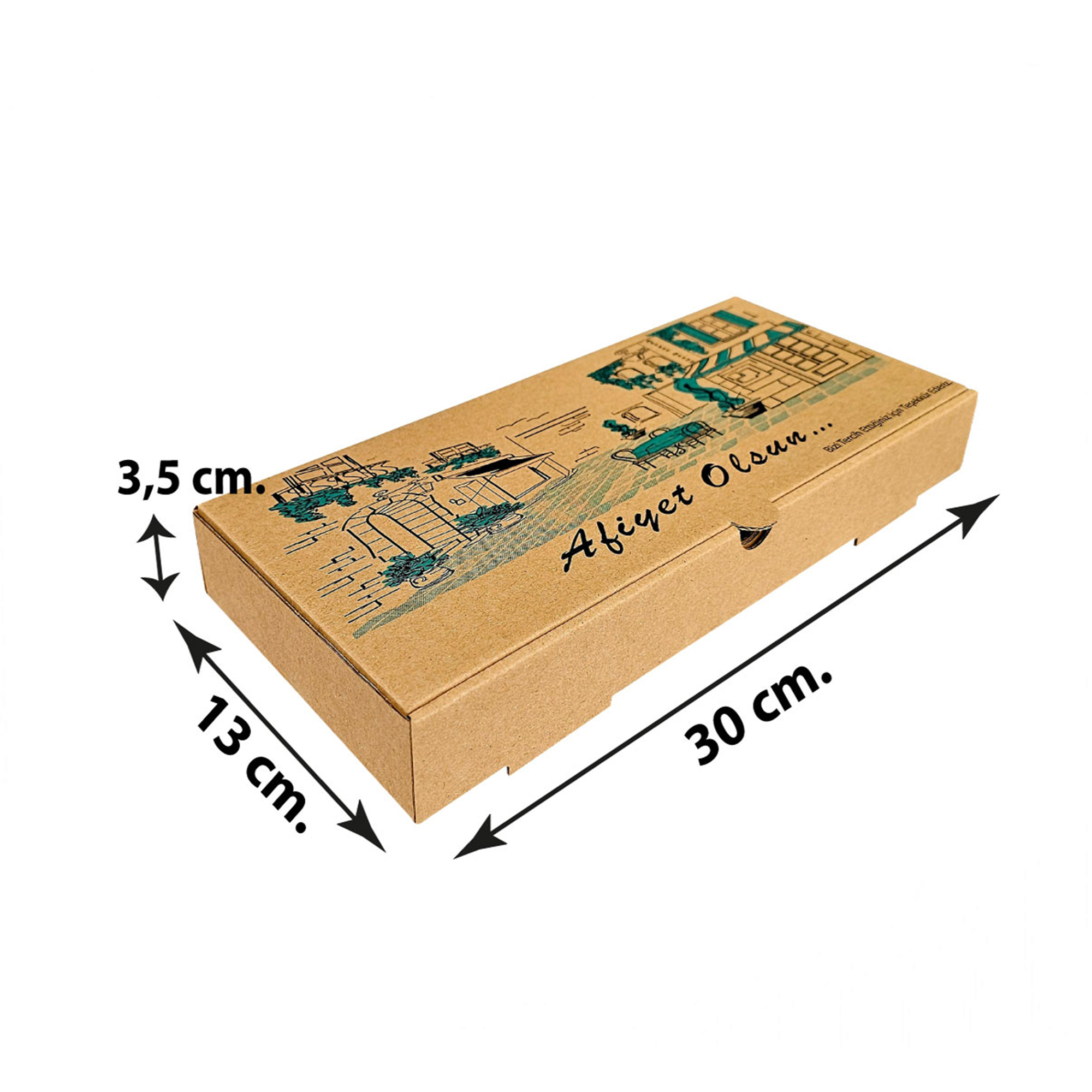 Kraft Karton Pide Kutusu 30x13x3,5 cm 100 Adet