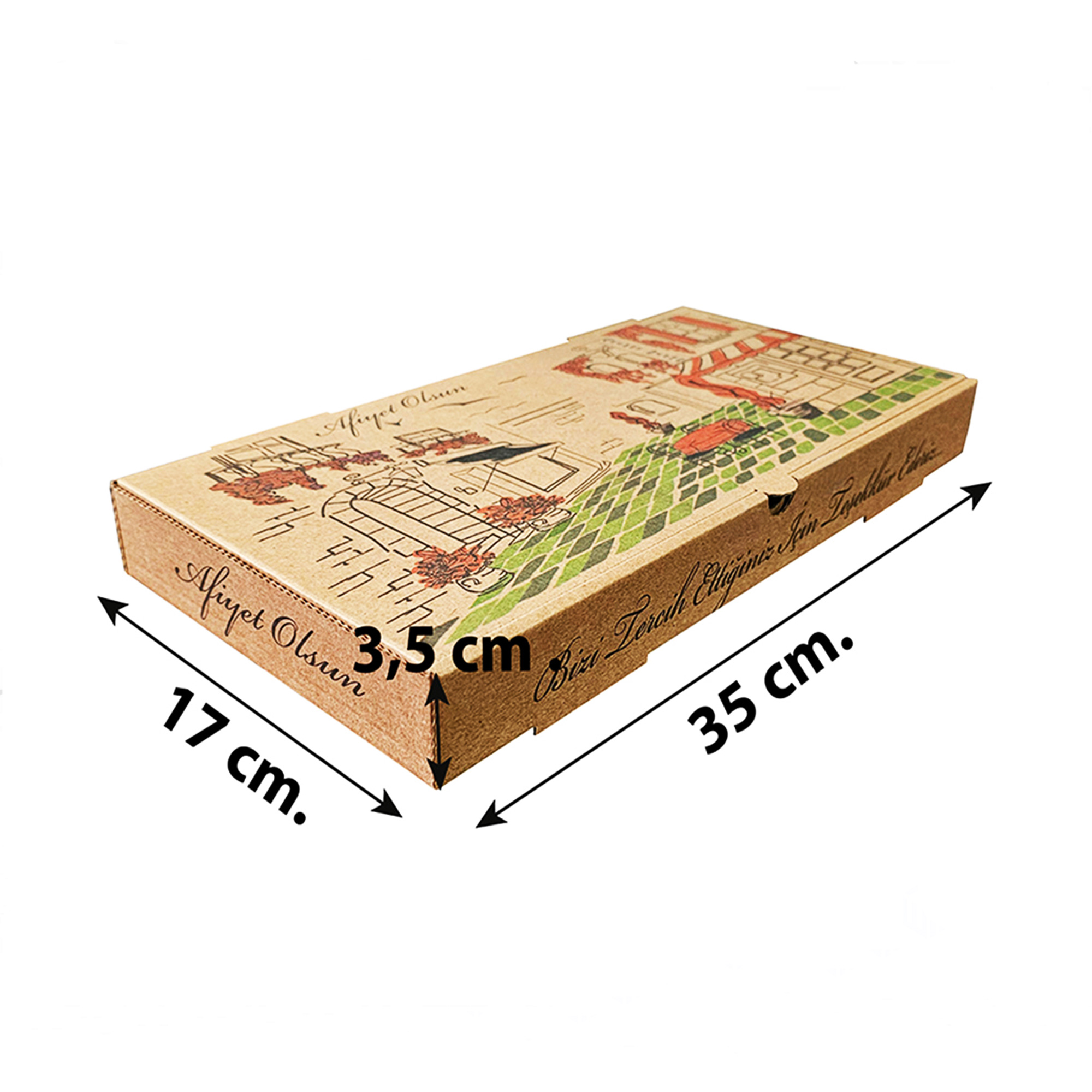 Kraft Karton Pide Kutusu 35x17x3,5 cm 100 Adet