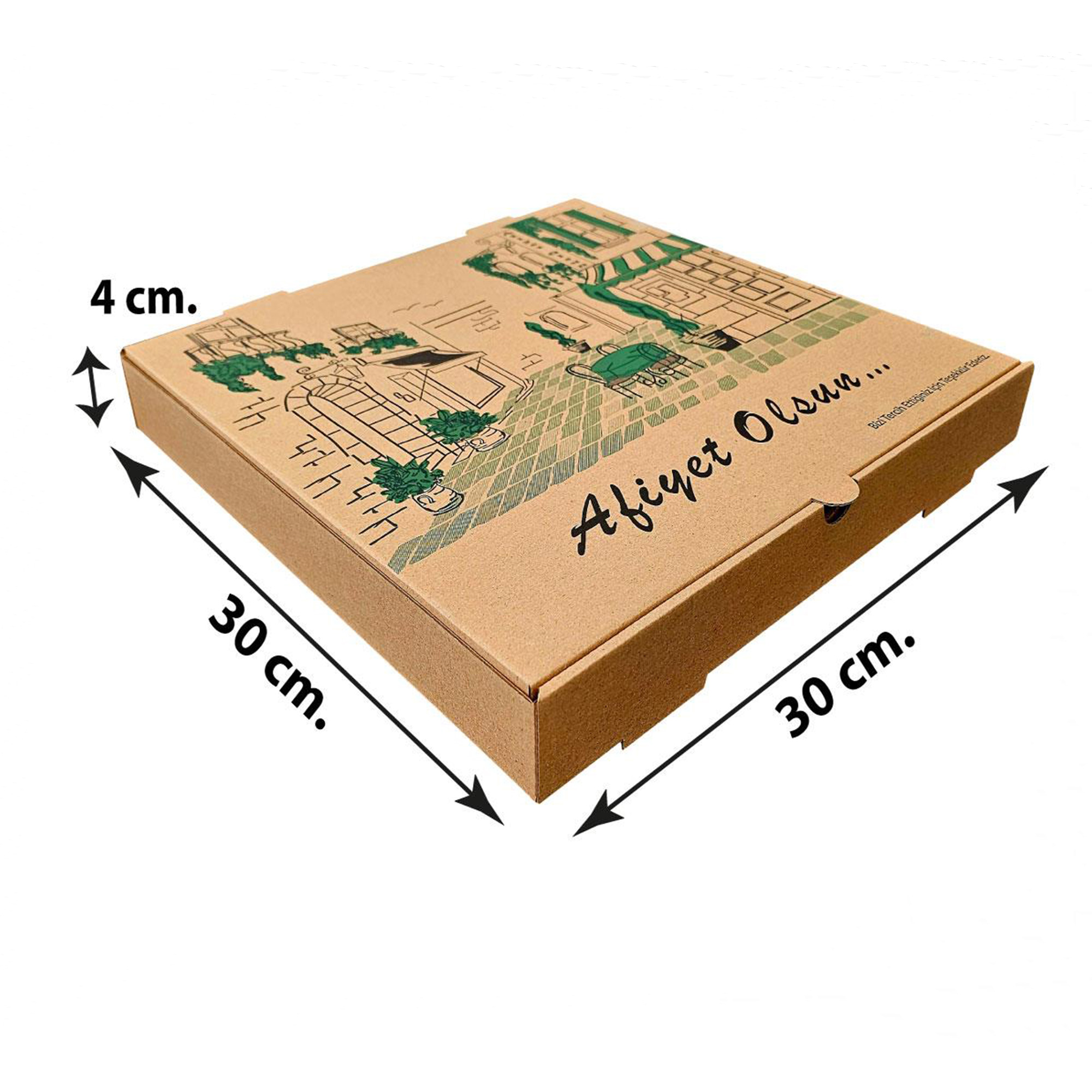 Kraft Karton Pizza Kutusu 30x30x4 cm 100 Adet