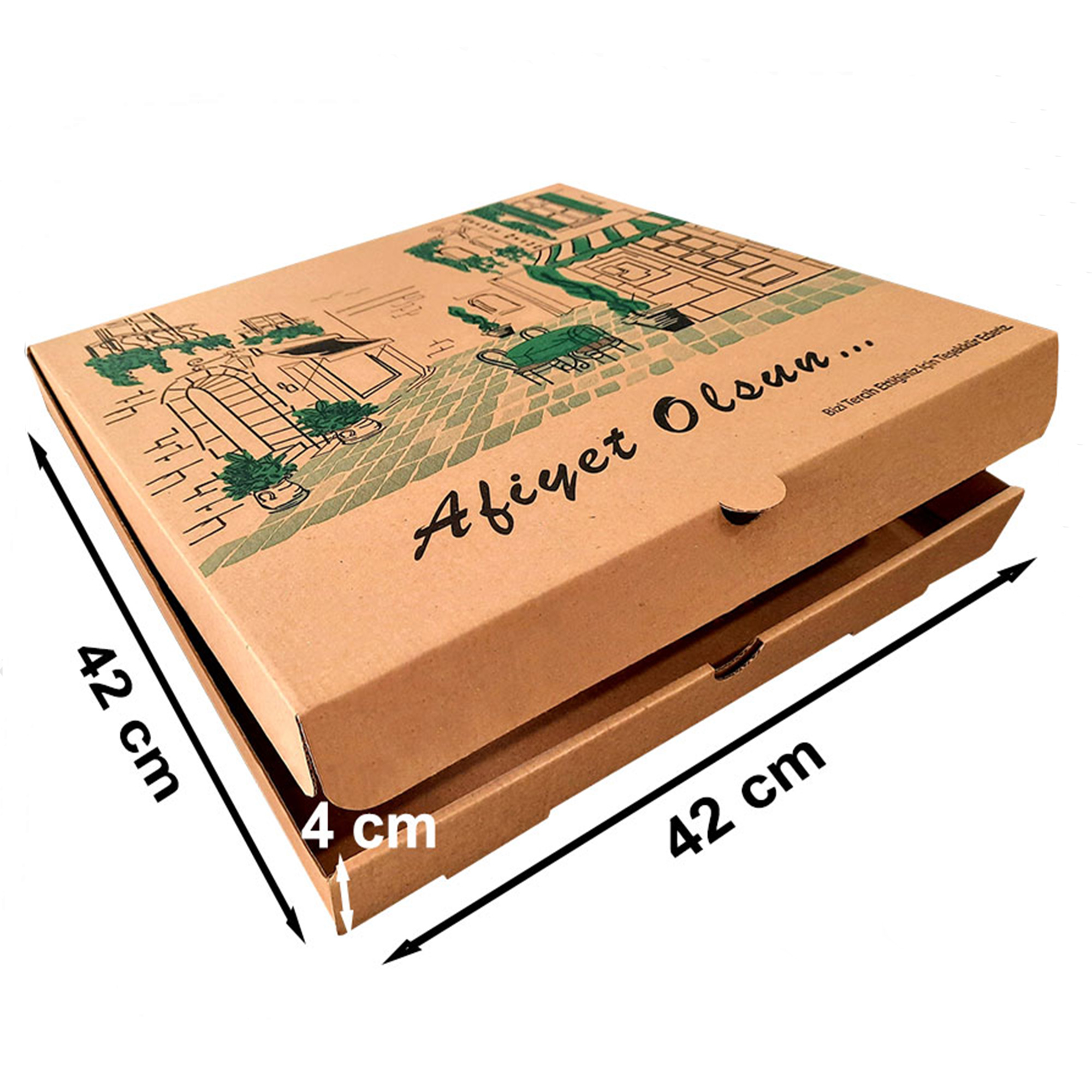 Kraft Karton Pizza Kutusu 42x42x4 cm 100 Adet