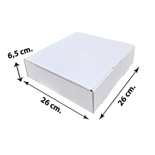 Baskısız Beyaz Karton Kutu 26x26x6.5 cm 100 Adet