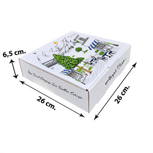 Beyaz Karton Kebap Lahmacun Kutusu 26x26x6,5 cm 100 Adet