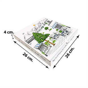 Beyaz Karton Pizza Kutusu 26x26x4 cm 100 Adet