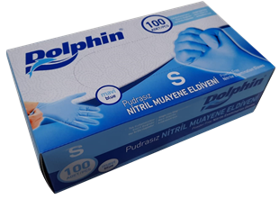 Dolphin Nitril Mavi Eldiven (S) 100'lü