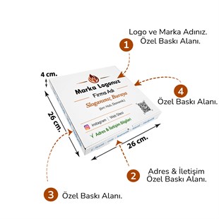 Firma Baskılı Beyaz Kutu 26x26x4 cm 