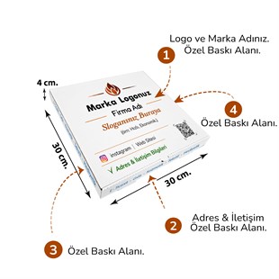 Firma Baskılı Beyaz Kutu 30x30x4 cm