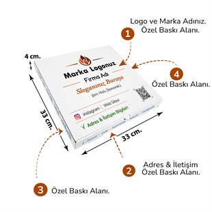 Firma Baskılı Beyaz Kutu 33x33x4 cm