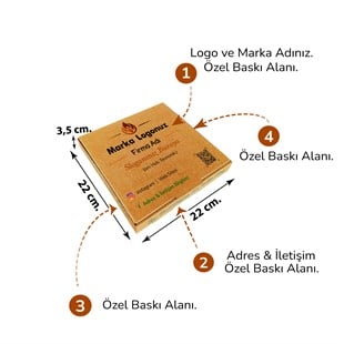 Firma Baskılı Kraft Kutu 22x22x3,5 cm 