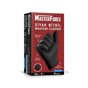 Has-Pet Masterforce Siyah Nitril Eldiven (M) 50 Adet