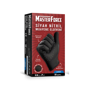 Has-Pet Masterforce Siyah Nitril Eldiven (L) 50 Adet