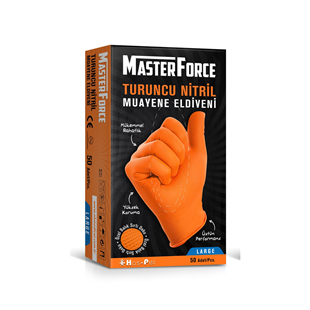 Has-Pet Masterforce Turuncu Nitril Eldiven (L) 50 Adet