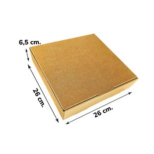 Kraft Karton Baskısız Kutu 26x26x6,5 cm 100 Adet