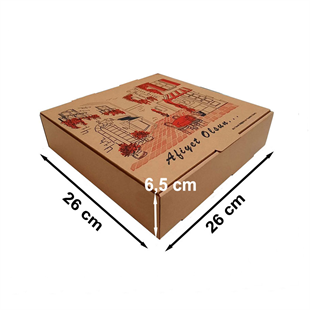 Kraft Karton Kebap Lahmacun Kutusu 26x26x6,5 cm 100 Adet