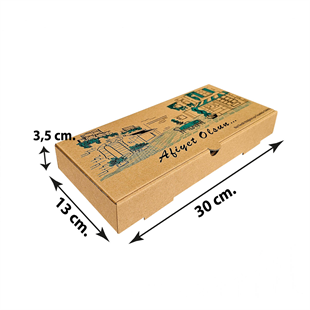 Kraft Karton Pide Kutusu 30x13x3,5 cm 100 Adet