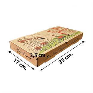 Kraft Karton Pide Kutusu 35x17x3,5 cm 100 Adet