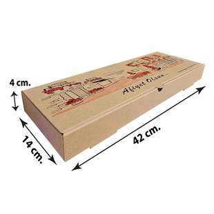 Kraft Karton Pide Kutusu 42x14x4 cm 100 Adet