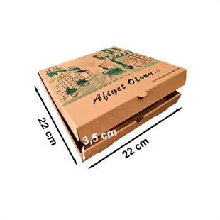Kraft Karton Pizza Kutusu 22x22x3.5 cm 100 Adet