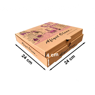 Kraft Karton Pizza Kutusu 24x24x4 cm 100 Adet