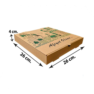 Kraft Karton Pizza Kutusu 26x26x4 cm 100 Adet