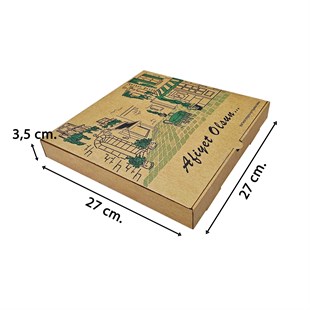 Kraft Karton Pizza Kutusu 27x27x3,5 cm 100 Adet
