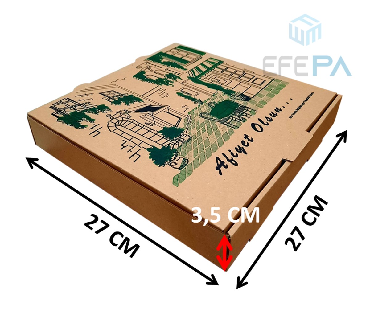 Tst Karton Pizza Kutusu 27x27x3,5 cm 100'lü | Efepa Temizlik ve Ambalaj  Ürünleri