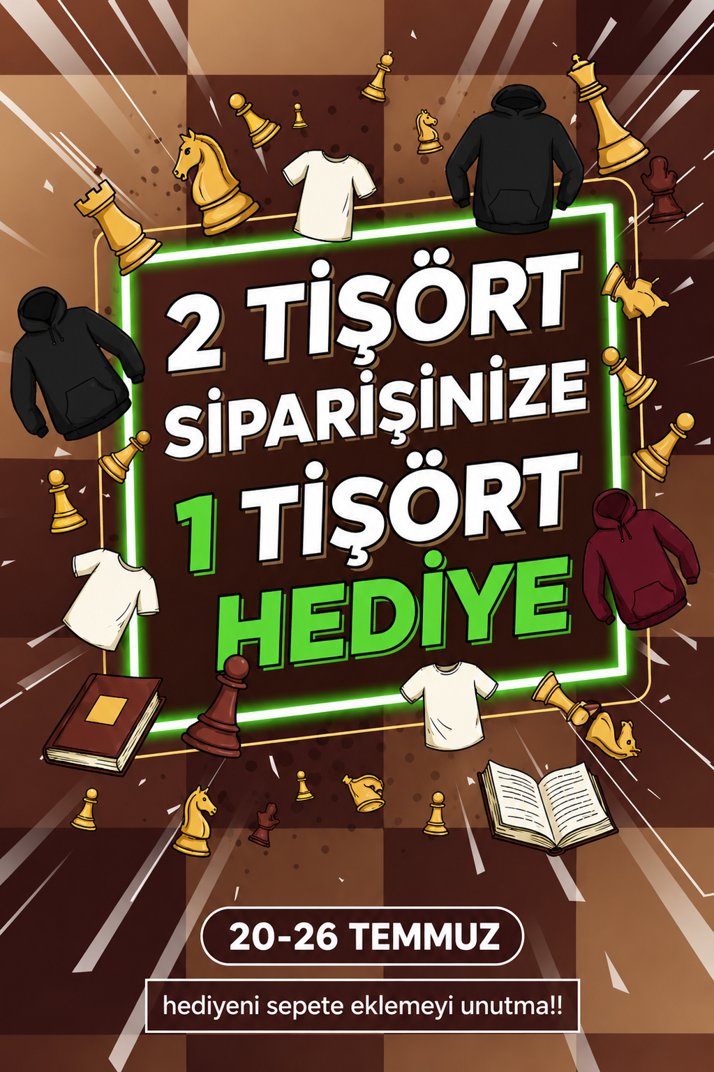 2 Tişört Siparişinize 1 Tişört Hediye